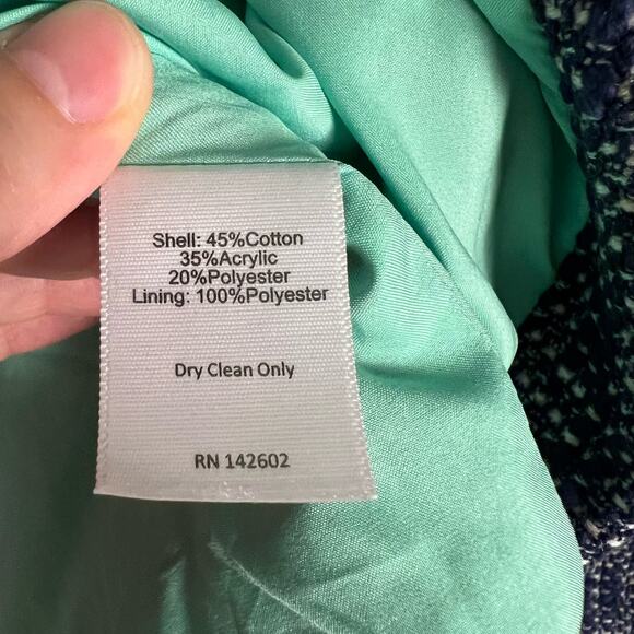 Sail to Sable Navy Blue Tweed Zip Up Bell Sleeve Jacket Size Small - Picture 9 of 9